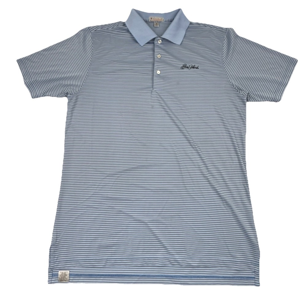 Peter Millar Summer Comfort Polo Blue Striped Short Sleeve Men's XL Sea Island